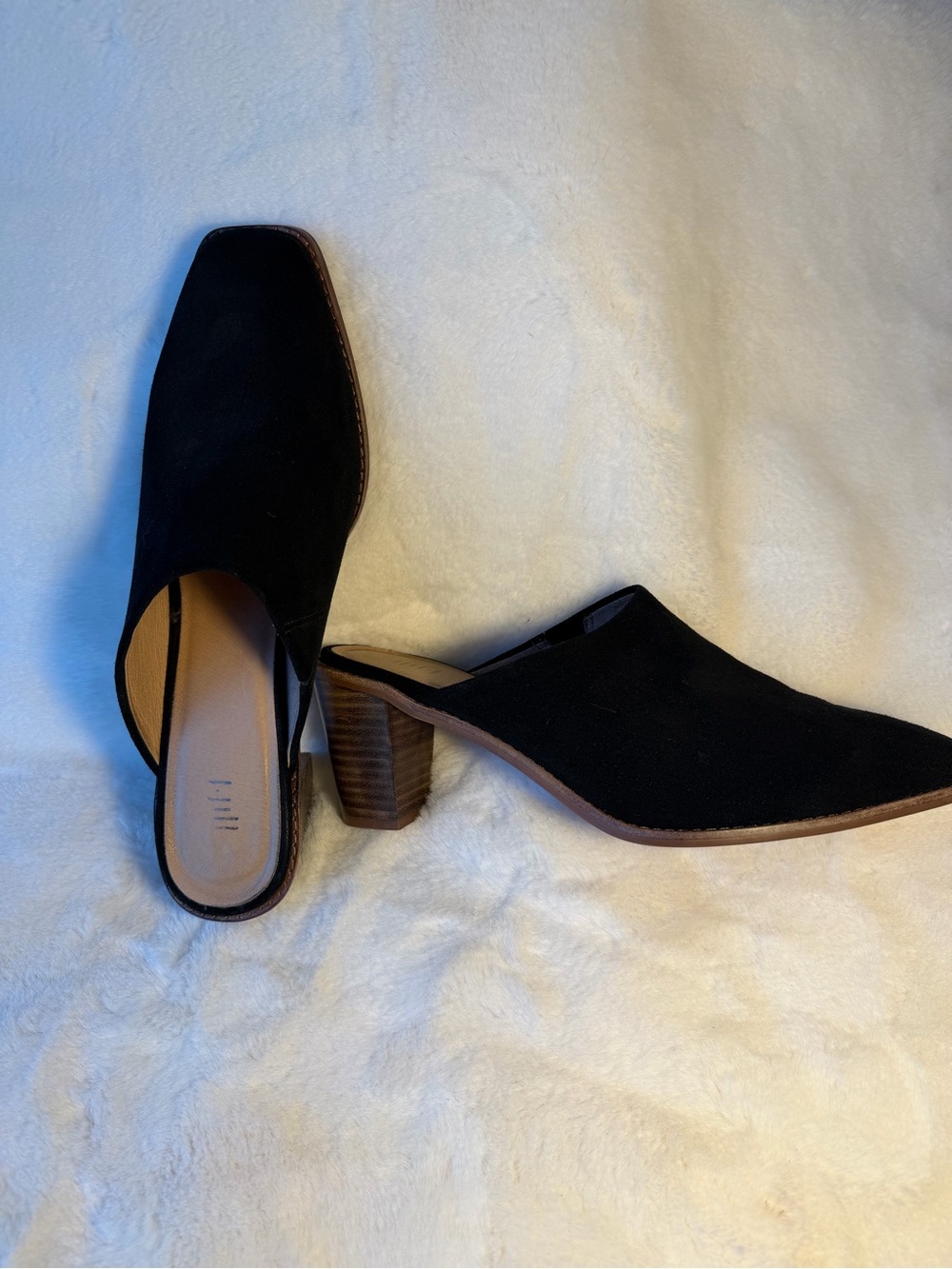 J Jill Black Suede Leather Mule Heels Size 11